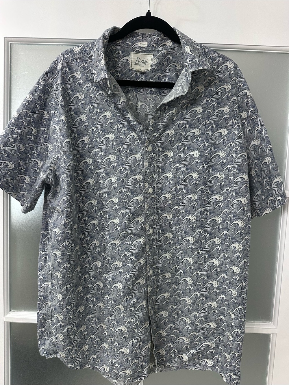 Bixby Nomad Men’s XL Tall Blue Wave Print Short Sleeve Button-Up Shirt